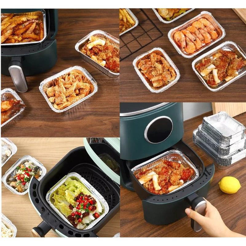 Bandeja / Envase De Aluminio 570 M C/tapa Domo (20 Unidades) Plateado