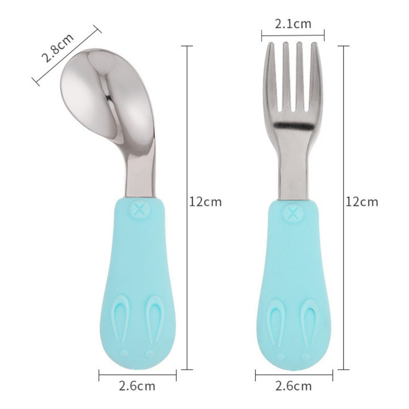 Set De Cubiertos Niño Niña Bebe Cuchara Tenedor Con Estuche
