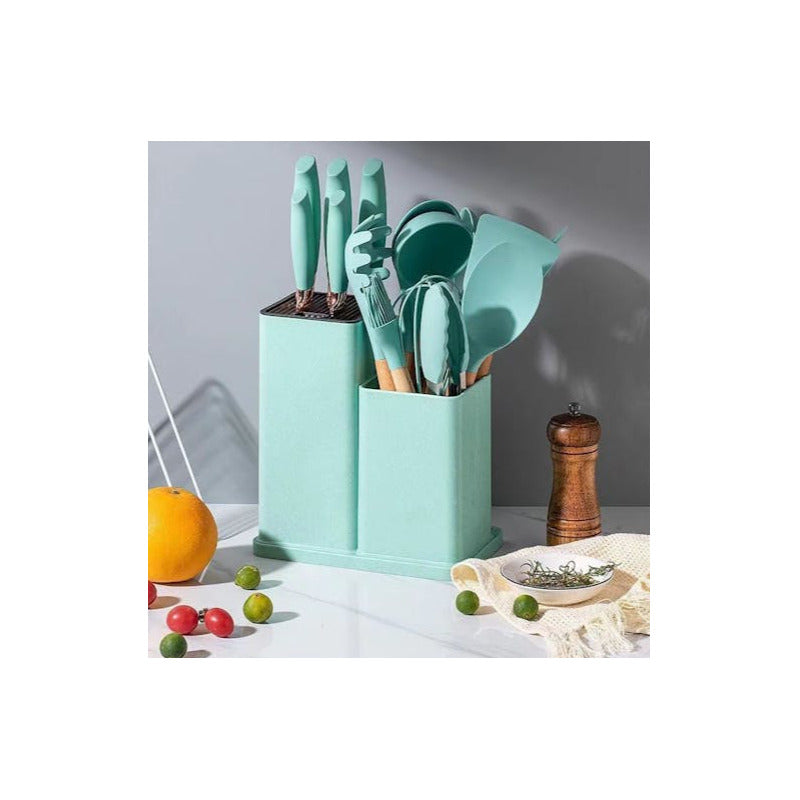 Set 19 Utensilios Cocina Acero Inoxidable Silicona - Norplat