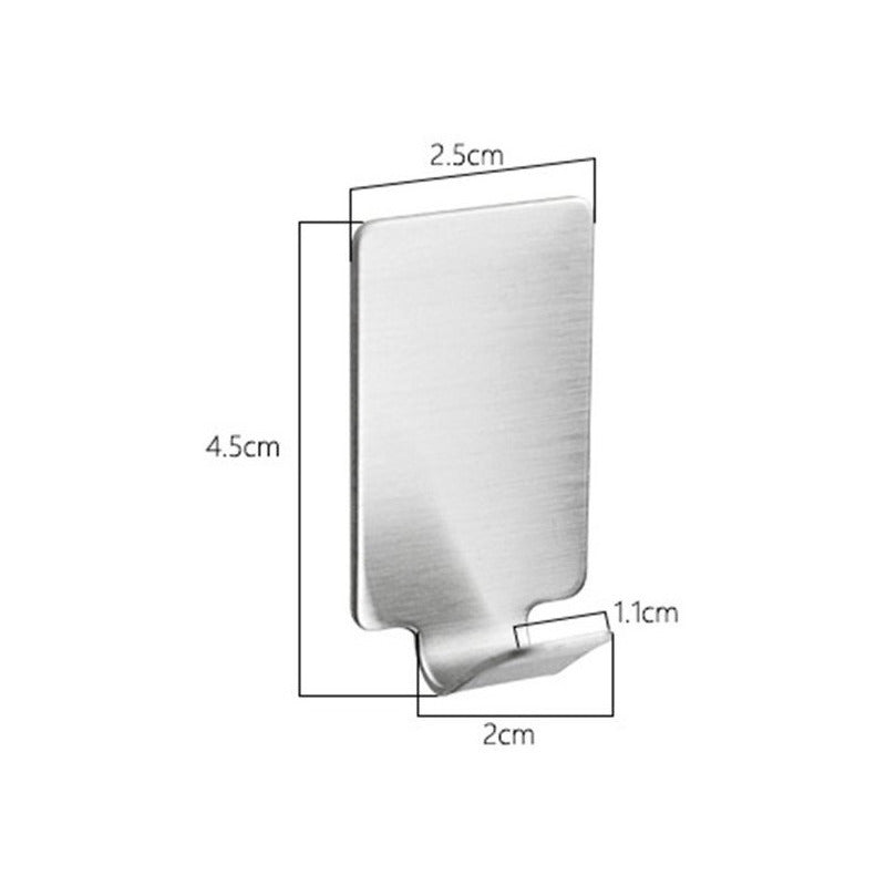 Pack De 10 Colgadores Percha Ancho Baño Organizador Adhesivo Plateado