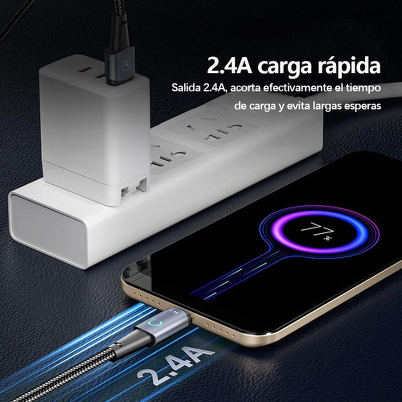 Cable Usb Para iPhone 2.4a 2 Metros Carga Rapida - Toocki