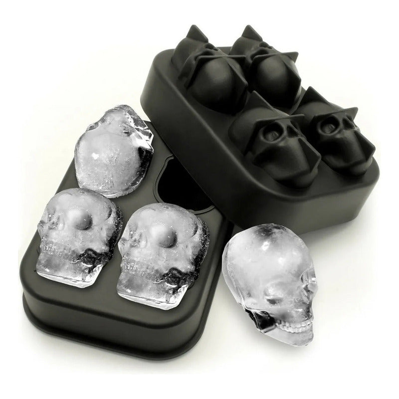 Cubetera Calavera Craneo Molde De Silicona 4 Hielos - Cukin