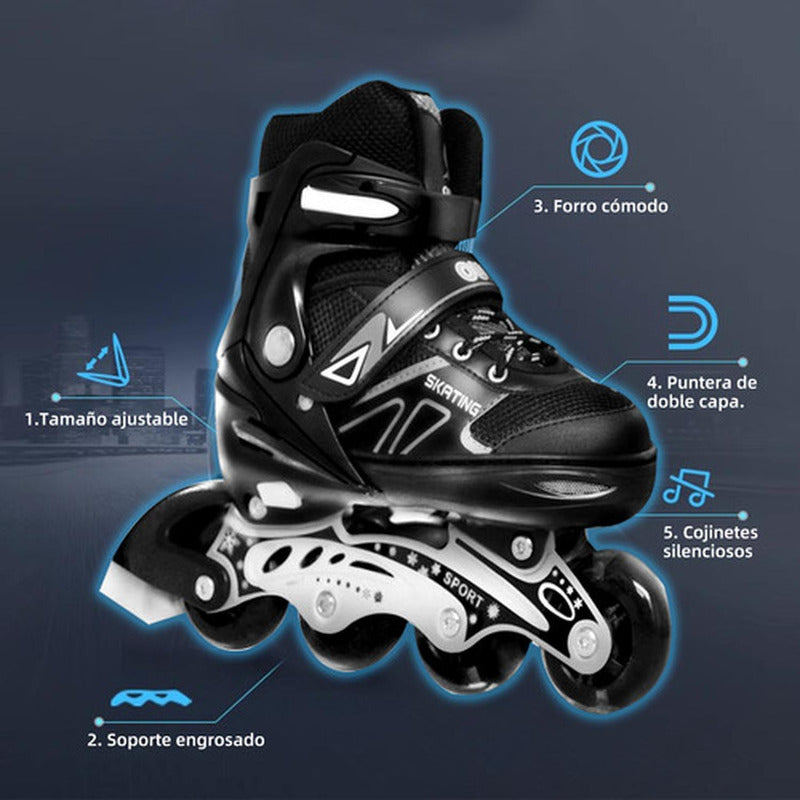 Patines En Linea Rollers Adolescentes Adultos Ajustable