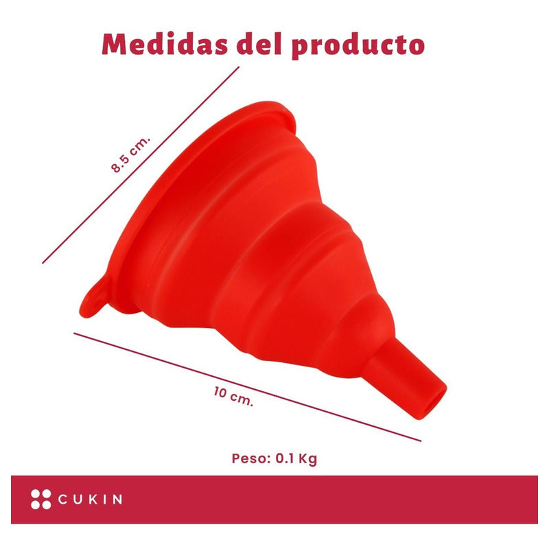 Embudo De Silicona Para Llenar Botellas - Cukin Rojo