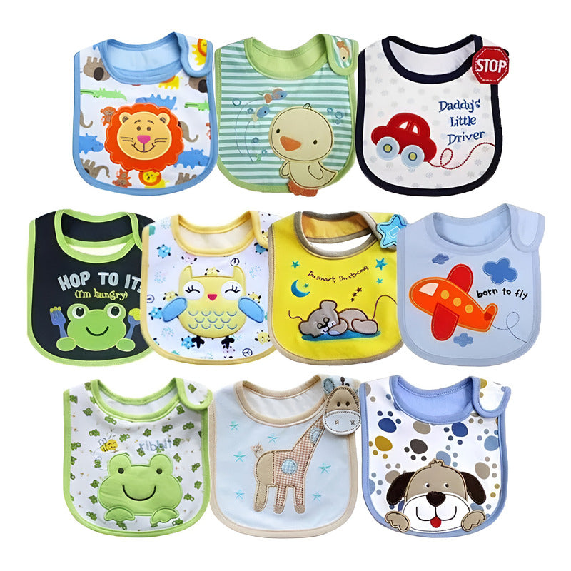 Pack 3 Baberos Impermeables Bebés Varios Diseños Infaltable
