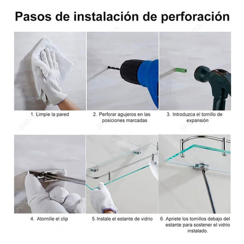 Organizador Ducha Repisa Baño Set 2 Vidrio Templado Norplat