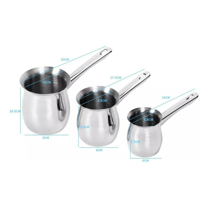 Set 3 Ollas Lecheras Acero Inolxidable Para Café Té Milk Pot