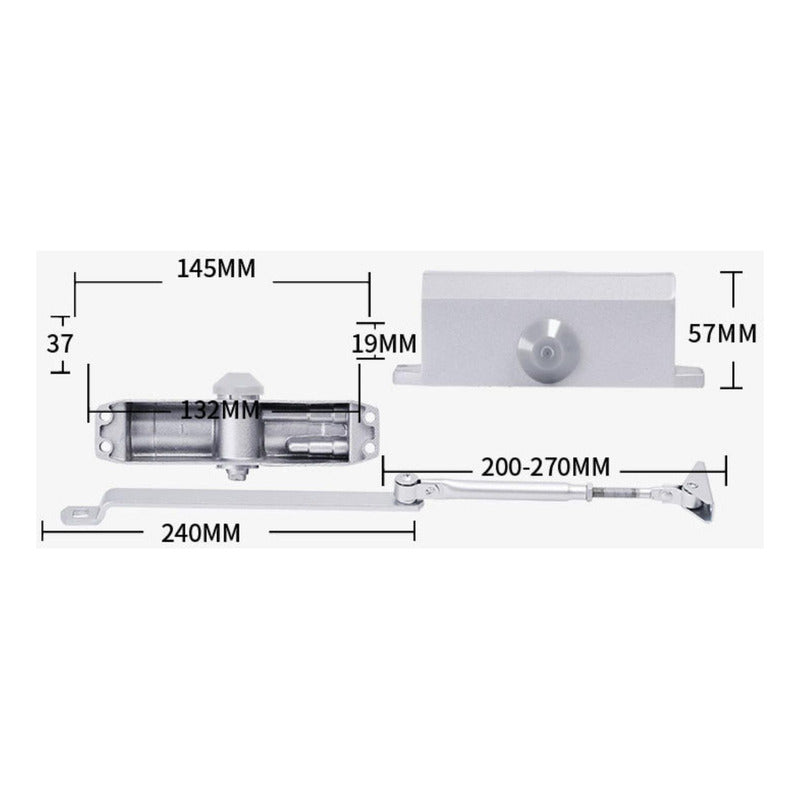 Cierre Automatico Puerta Brazo Hidraulico 25 A 45 Kg Norplat
