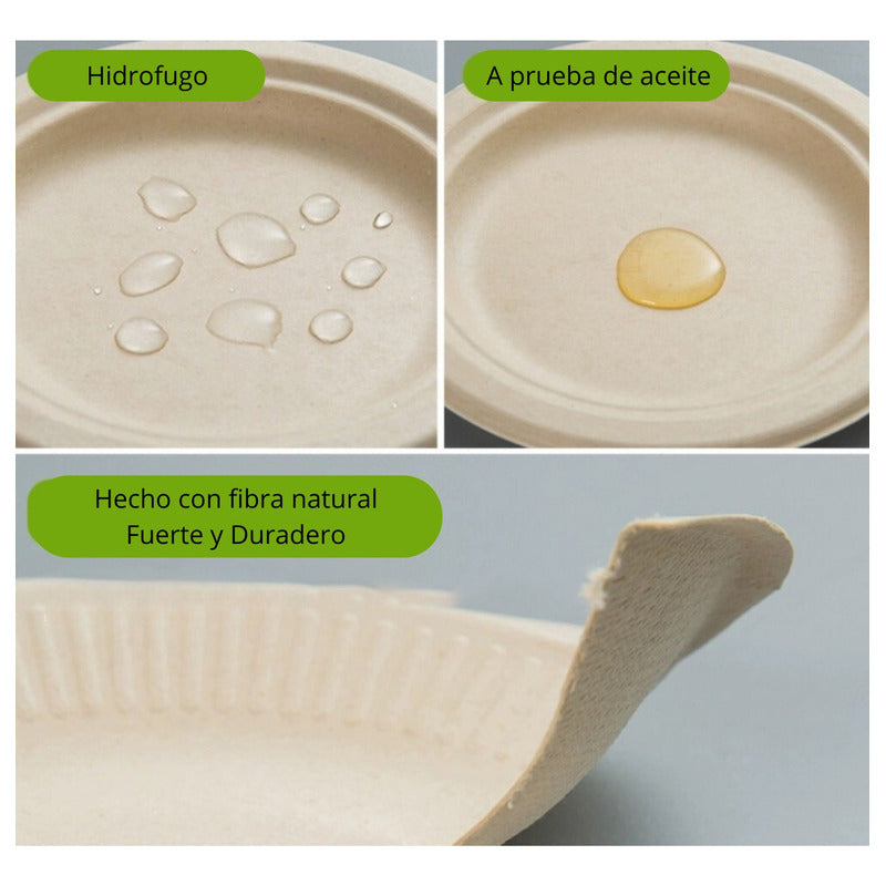 Platos De Pulpa Natural Compostable 22 Cms X 100 Uds - Cukin