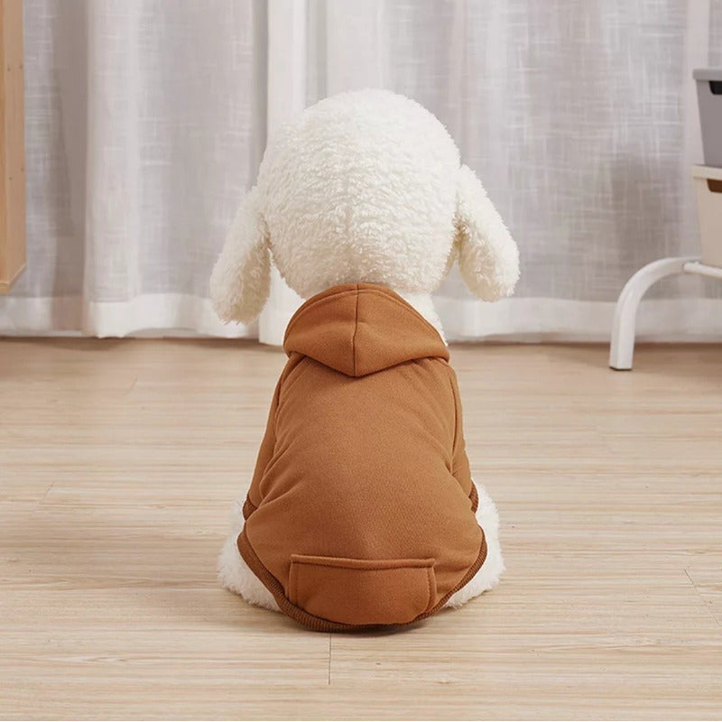 Polerón Con Gorro Ropa Chaleco Perro Abrigo Invierno Norplat Café S