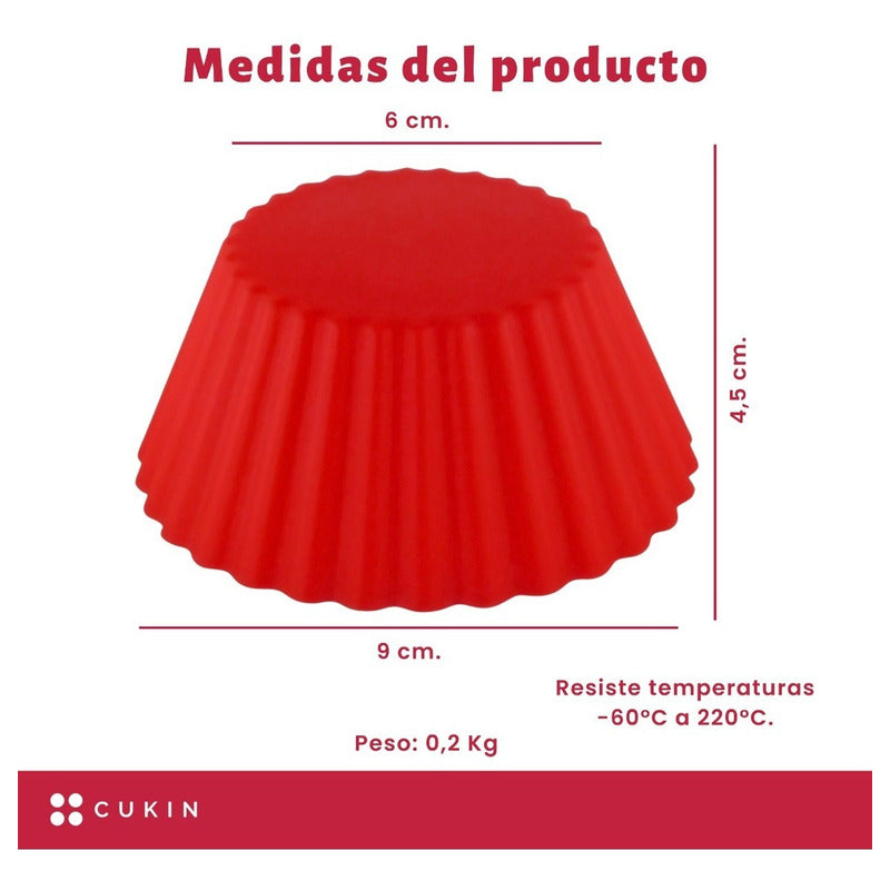 Set X 12 Moldes De Silicona Xl Para Muffin - Øs9cm - Cukin