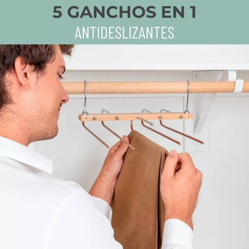 Colgador Pantalones Ganchos 5 En 1 Antideslizante - Norplat