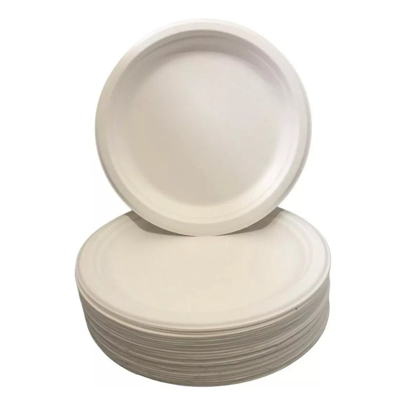 Platos De Pulpa Natural Compostable 22 Cms X 100 Uds - Cukin