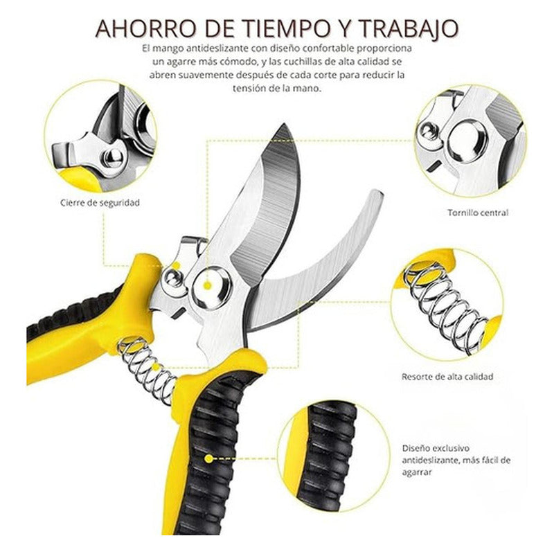 3 Tijeras Podadoras Norplat - Tijeron Poda Acero Inoxidable Multicolor