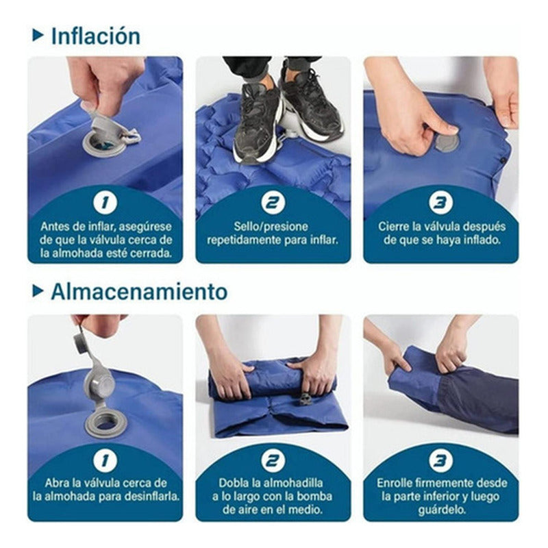 Colchoneta Inflable Plegable Norplat - Acampar Y Senderismo Azul