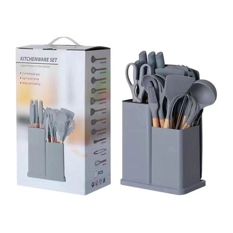 Set 19 Utensilios Cocina Acero Inoxidable Silicona - Norplat