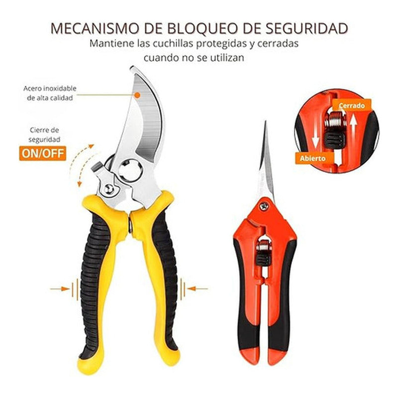 3 Tijeras Podadoras Norplat - Tijeron Poda Acero Inoxidable Multicolor