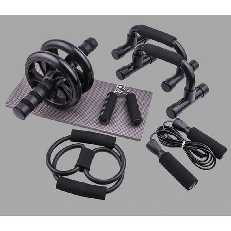 Set Deportivo 7 En 1 Rodillo Rueda Abdominal Cuerda Norplat