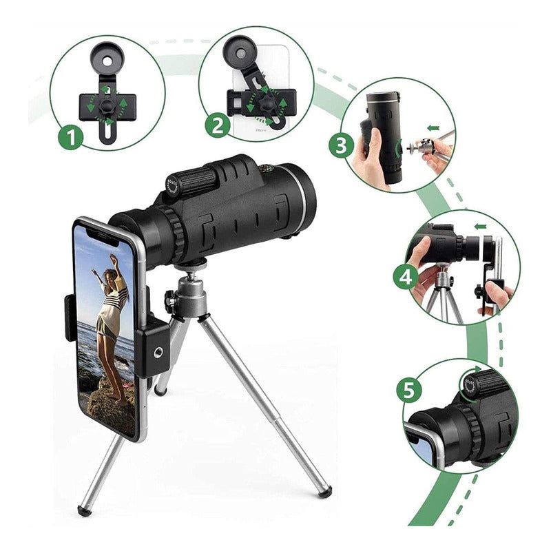 Telescopio Monocular Hd 40x60 Tripode Y Adaptador - Norplat