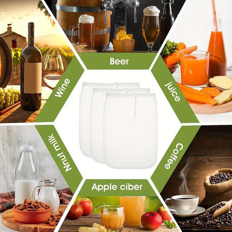 Set 3 Bolsas Para Filtrar Leche Vegetal Malla Fina - Norplat