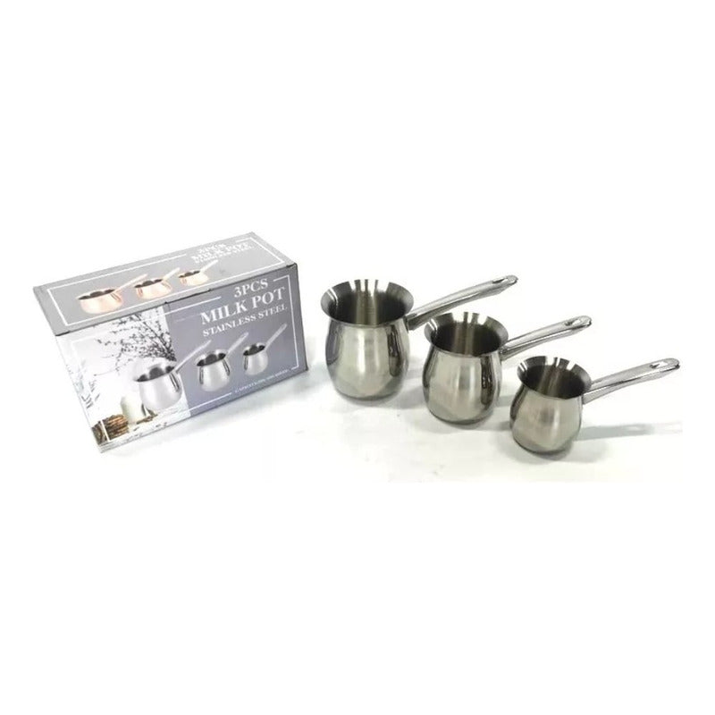 Set 3 Ollas Lecheras Acero Inolxidable Para Café Té Milk Pot