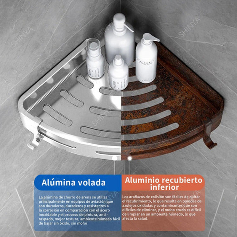 Repisas Esquineras Organizador Baño 2 Pisos Aluminio Norplat