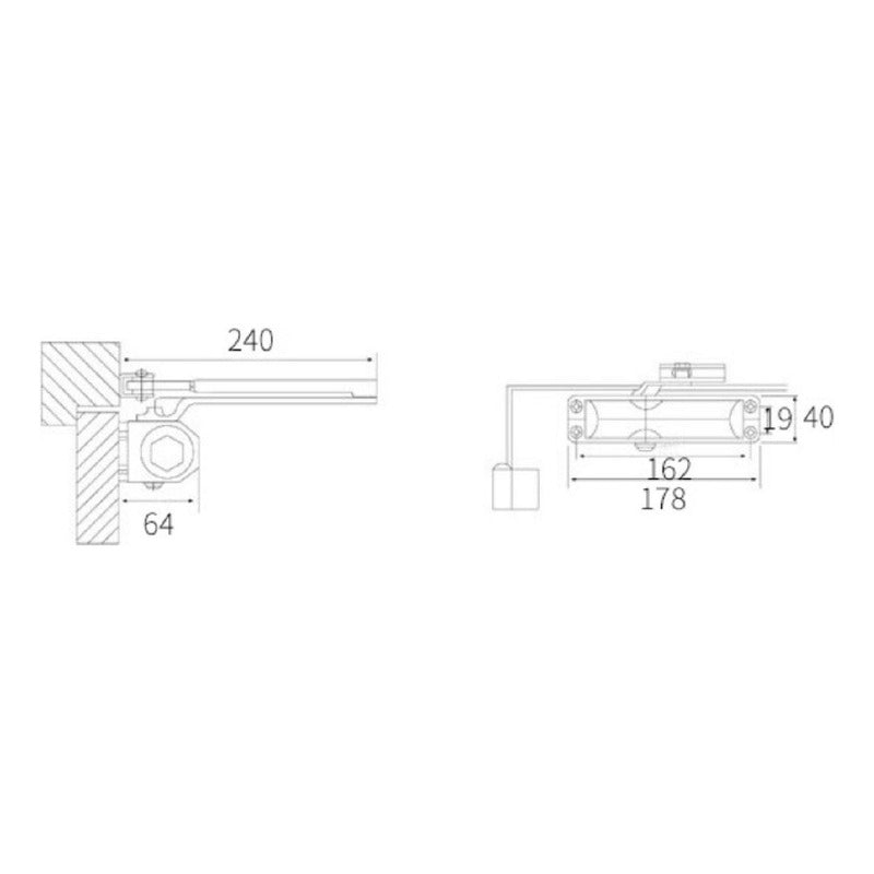 Cierre Automatico Puerta Brazo Hidraulico 45-65kg - Norplat