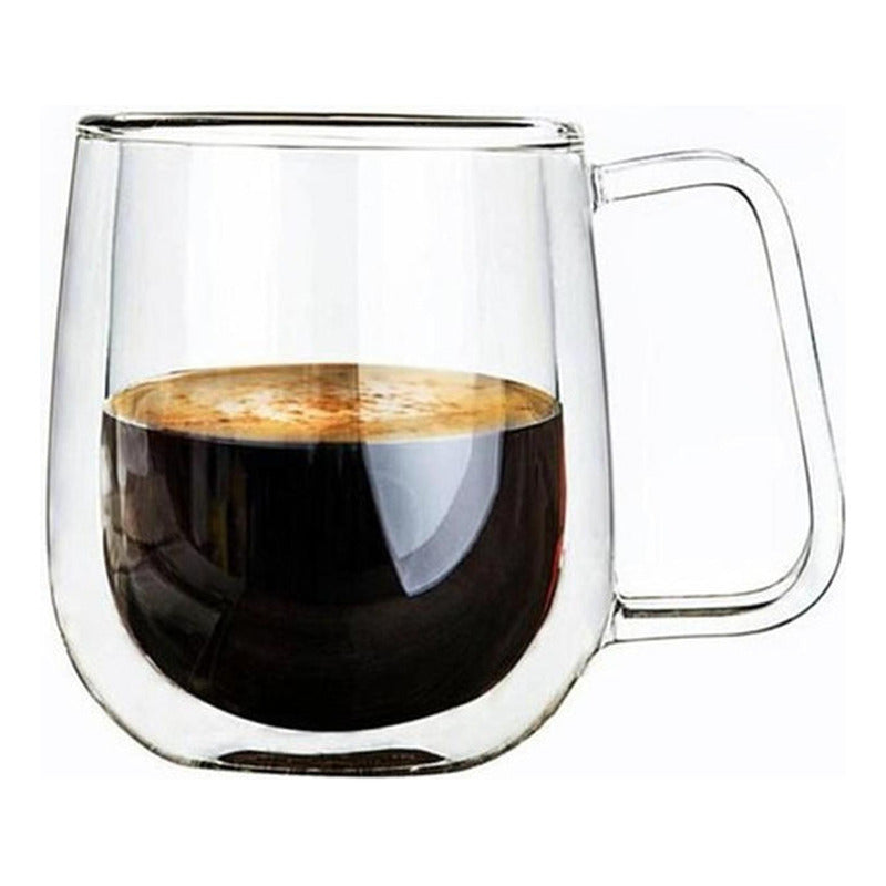 Set 2 Tazas Doble Pared Vidrio 250ml Cafe Cappuccino Norplat