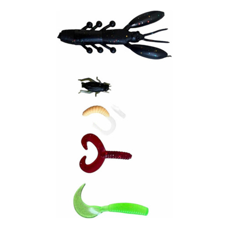 Kit De Pesca 101 Señuelos Alicates Anzuelos Vinilos Norplat