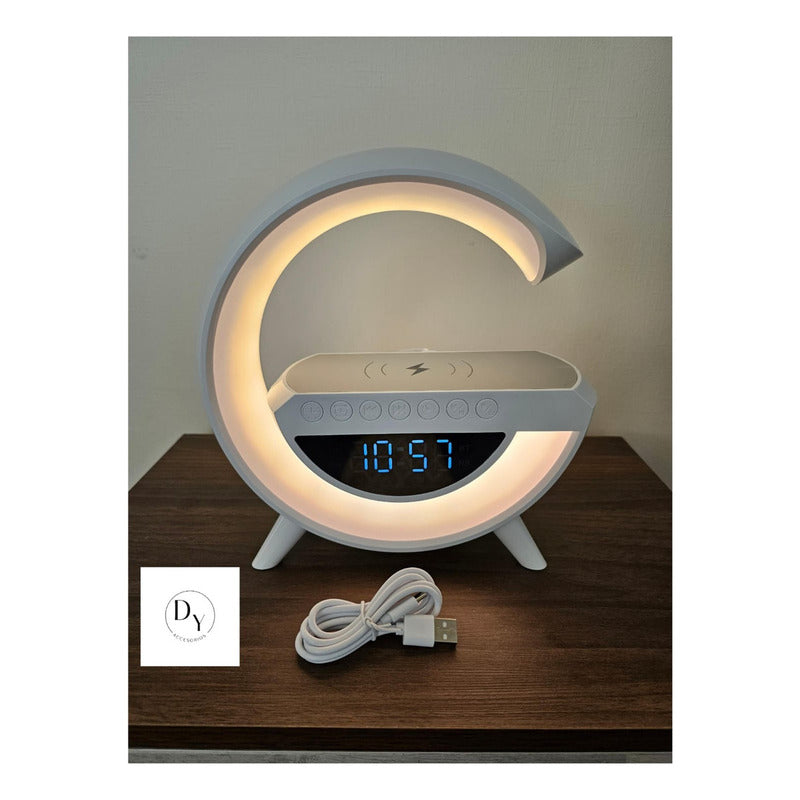 Parlante Bt Fm + Cargador Inalámbrico Reloj Lampara Norplat