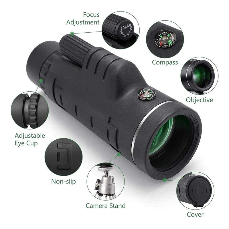 Telescopio Monocular Hd 40x60 Tripode Y Adaptador - Norplat