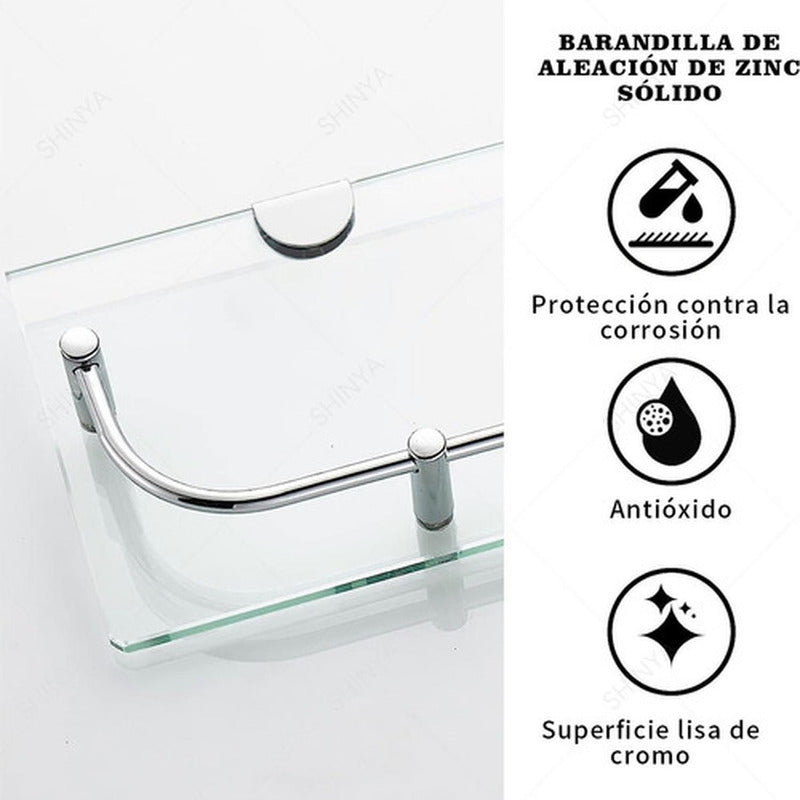 Organizador Ducha Repisa Baño Set 2 Vidrio Templado Norplat