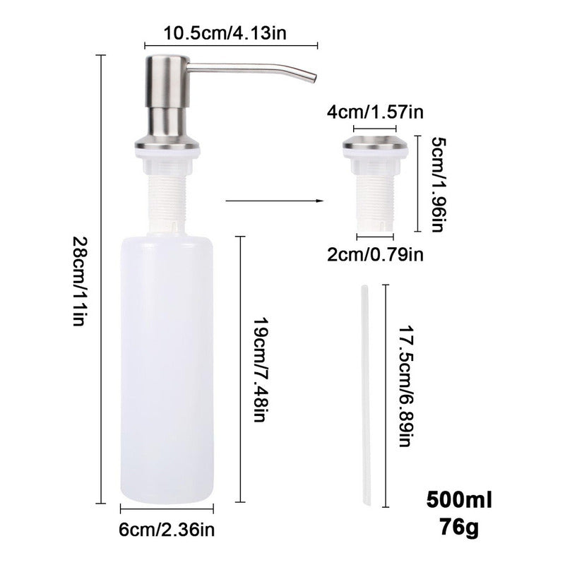 Bomba Dispensador Acero Inox Jabón Lavaplato 500ml - Norplat