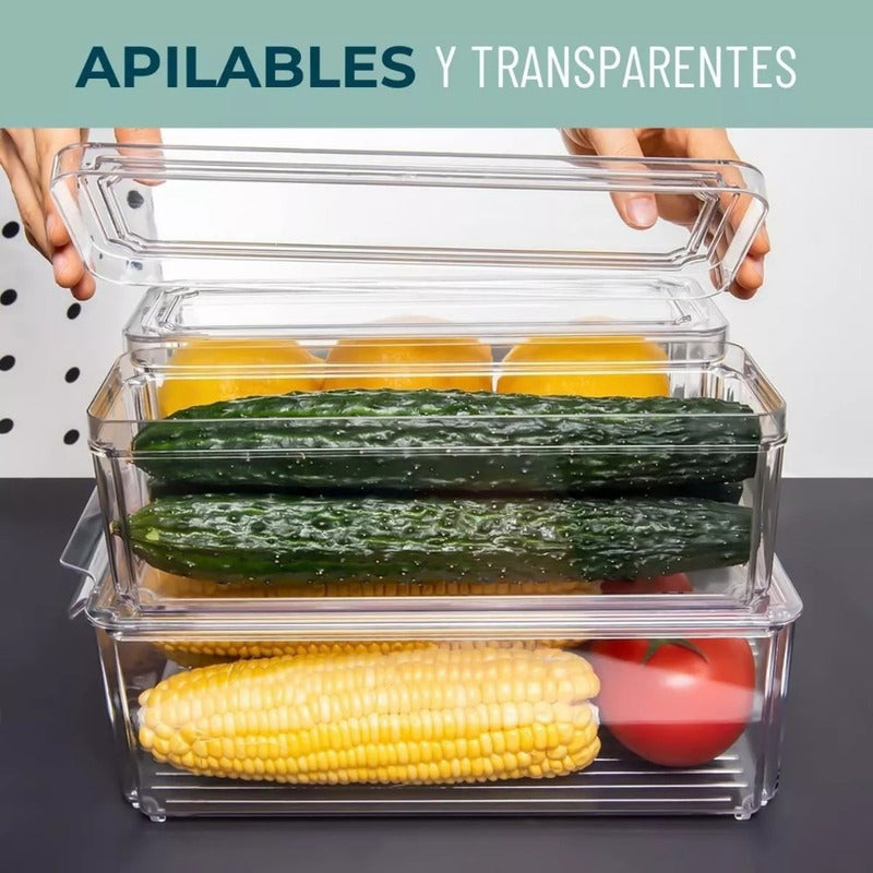 Organizador Refrigerador Set 7 Contenedores Con Tapa - Cukin