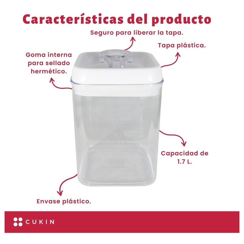 Contenedor Alimentos Hermético Cierra Fácil 1.7 Lts - Cukin
