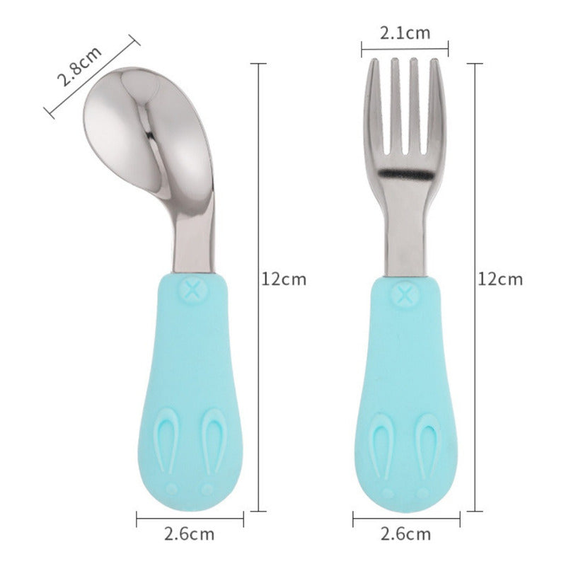 Set De Cubiertos Niño Niña Bebe Cuchara Tenedor Con Estuche
