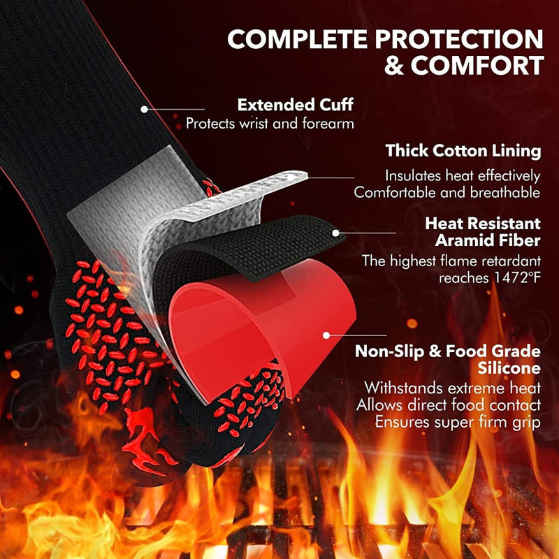 Set 2 Guantes Asado Alta Temperatura Parrillero Cocina Cukin