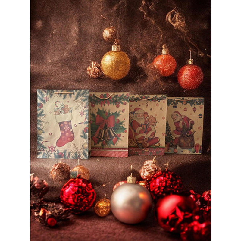 12 Bolsas De Regalo Navidad Kraft Premium Grande - Norplat