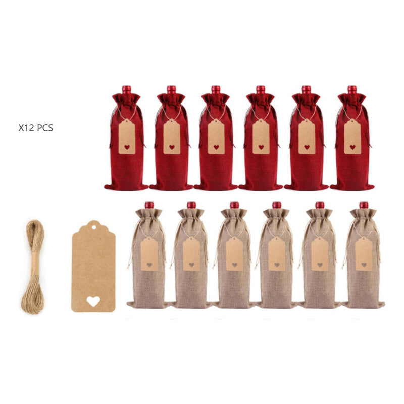 Bolsas De Regalos Navidad Para Botellas Vino 12u - Norplat