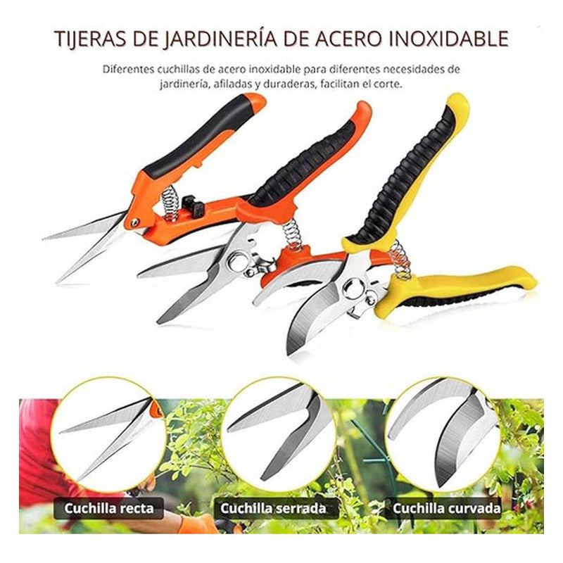 3 Tijeras Podadoras Norplat - Tijeron Poda Acero Inoxidable Multicolor