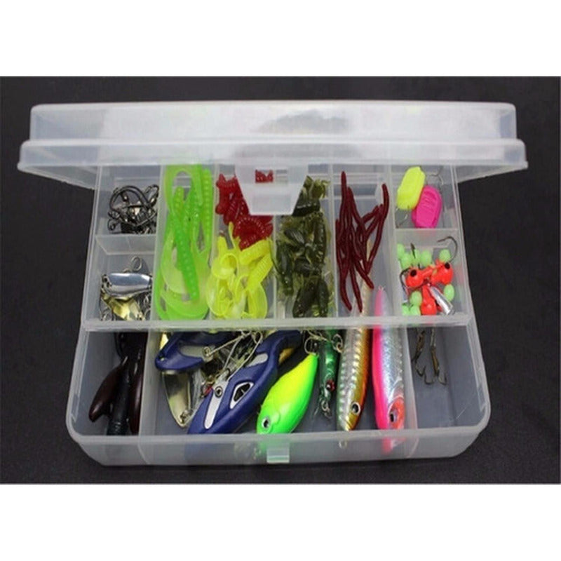 Kit De Pesca 101 Señuelos Alicates Anzuelos Vinilos Norplat