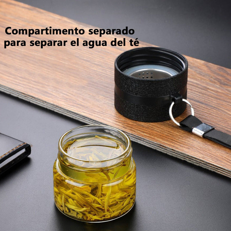 Botella Infusor Vidrio Borosilicato Infusión Separado De Té