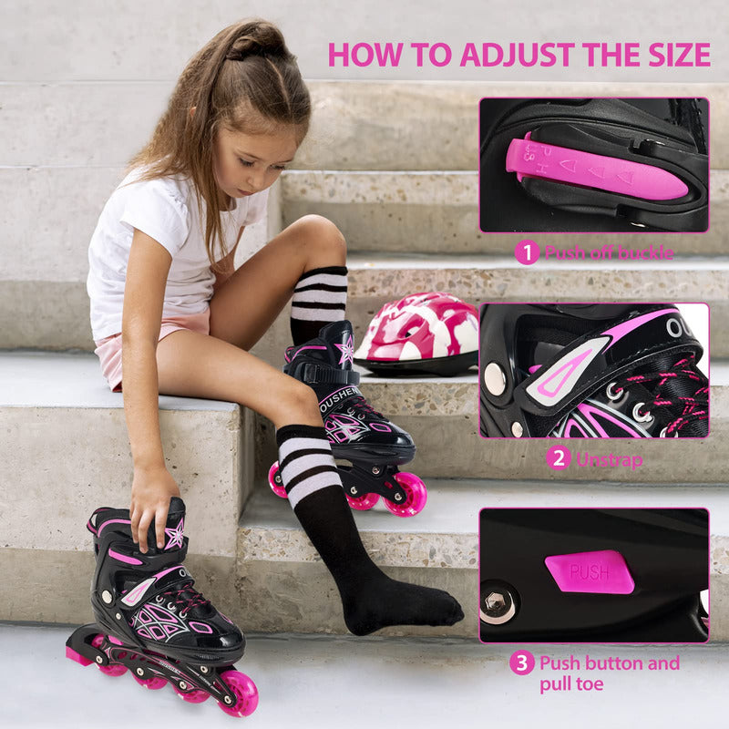 Patines En Linea Rollers Adolescentes Adultos Ajustable