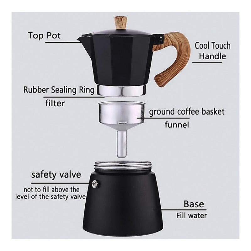 Cafetera Espresso Italiana De Diseño Premium 6 Tazas Cukin