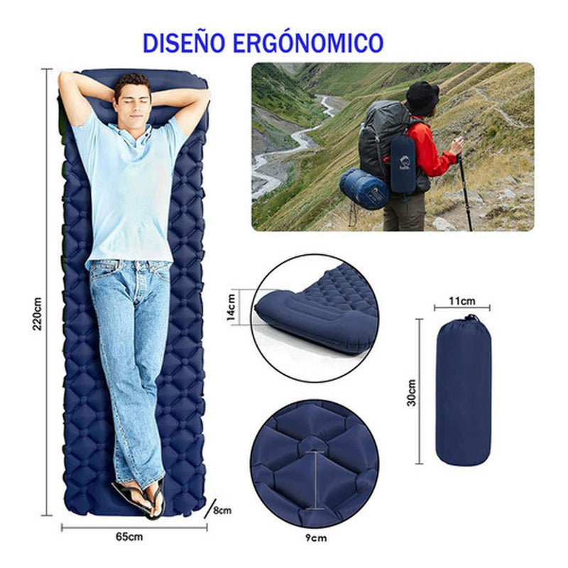 Colchoneta Inflable Plegable Norplat - Acampar Y Senderismo Azul