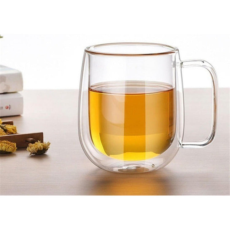 Set 2 Tazas Doble Pared Vidrio 250ml Cafe Cappuccino Norplat