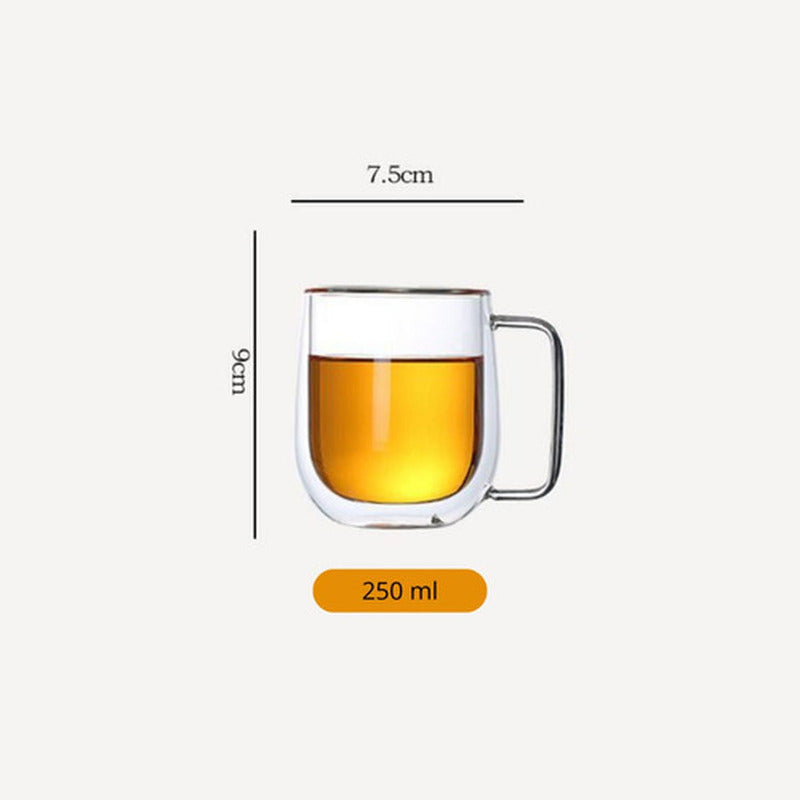 Set 2 Tazas Doble Pared Vidrio 250ml Cafe Cappuccino Norplat