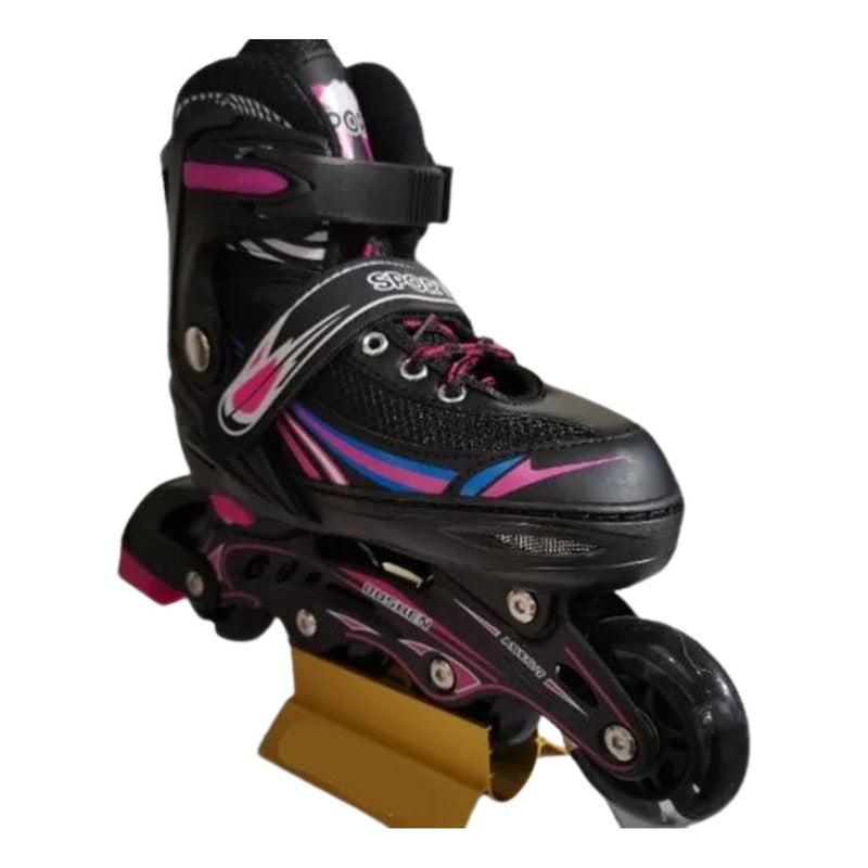 Patines En Linea Rollers Ajustables Adolescentes Adultos S 6.5 Cm Rosa