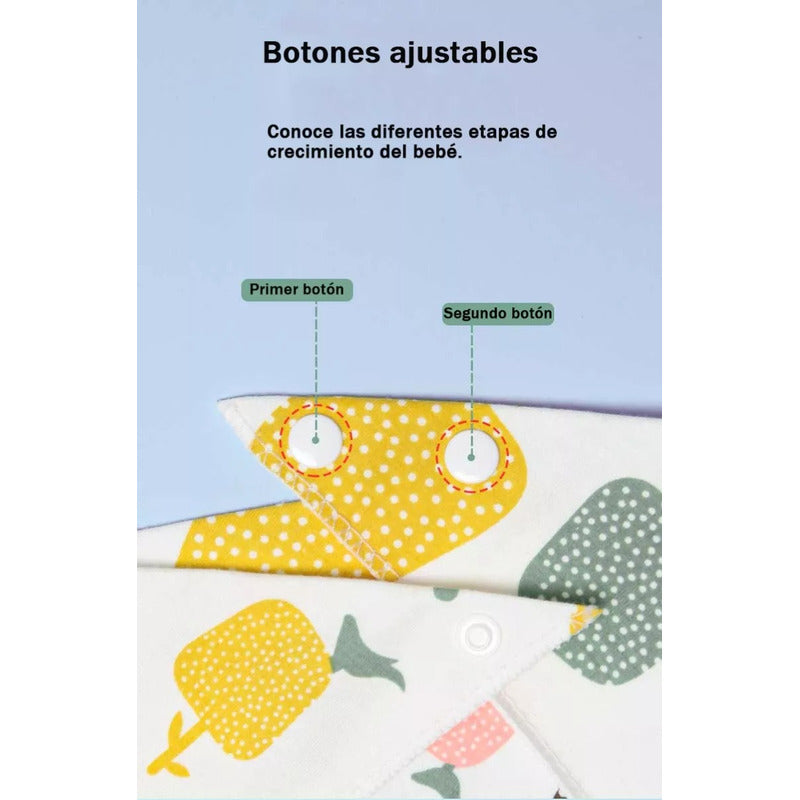 Pack 8 Bandanas Baberos Impermeables Suave Algodón Cute