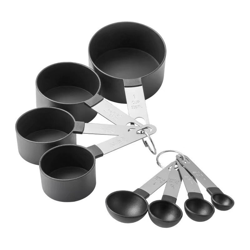 4 Cucharas + 4 Tazas Medidora Mango Acero Inoxidable Norplat
